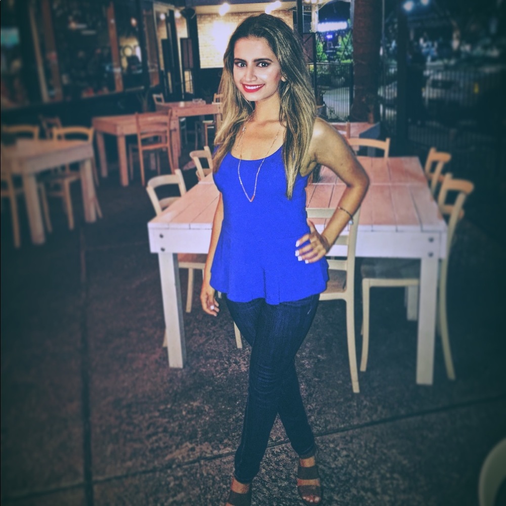 Express Blue Peplum Top